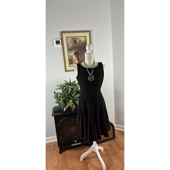 Tommy Hilfiger Dresses & Skirts - TOMMY HILFIGER Womens Black And Purple Sleeveless Fit & Flare Dress 6